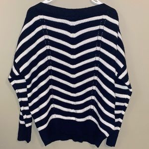Blue and White Striped Sweater with Button Details XL LIKE NEW